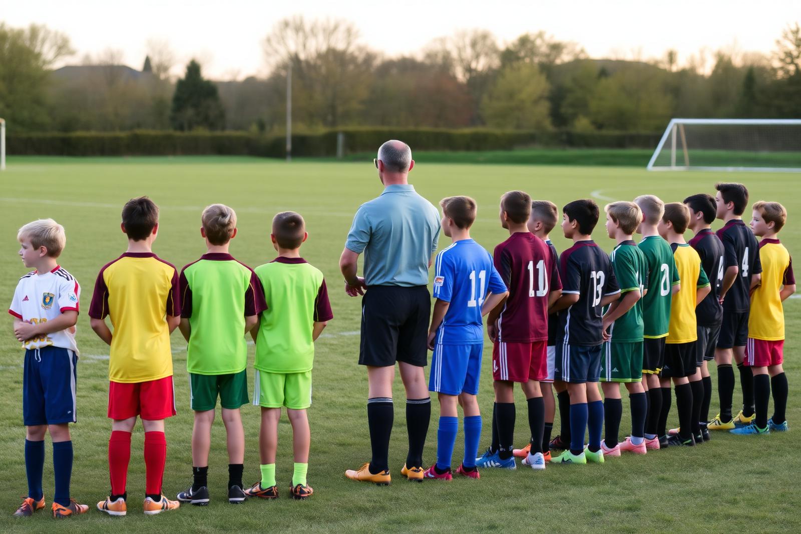 Équipes jeunes alignées avant un match de l'édition 2026