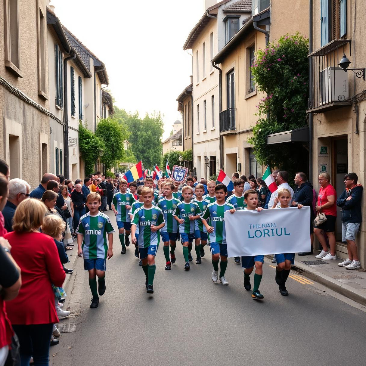 Défilé des équipes dans les rues de Frévent