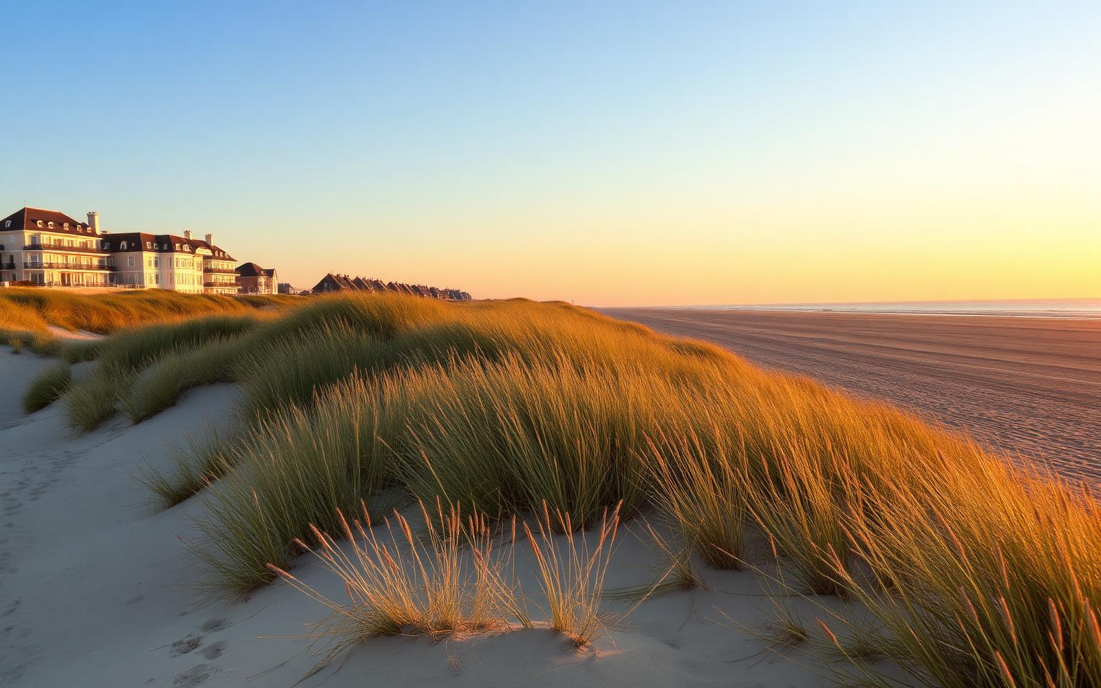 Côte d'Opale au coucher du soleil, près du Touquet-Paris-Plage